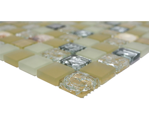 Mosaikfliese aus Glas und Naturstein