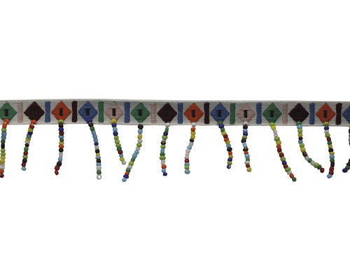 Bande décorative avec motif géométrique et franges de perles