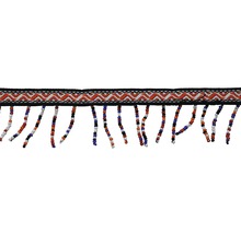 Bande de garniture avec motif tissé et franges de perles