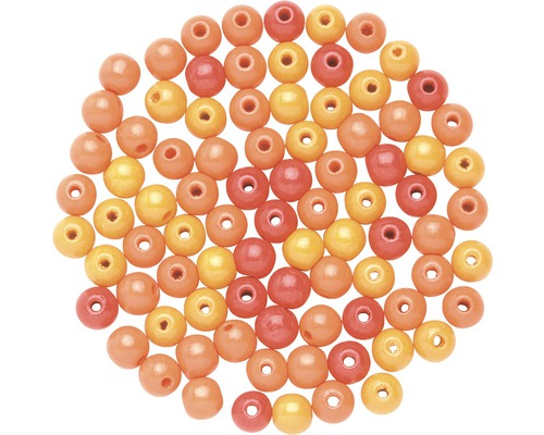 Perles en bois mélange orange 8 mm 80 pièces