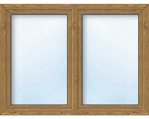 Kunststofffenster 2-flg. mit Stulppfosten ARON Basic weiß/golden oak 1400x550 mm