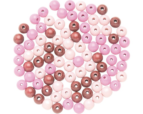 Perles en bois mélange rose 8 mm 80 pièces