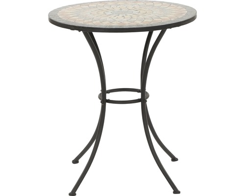 Table de balcon Siena Garden Prato pierre aspect mosaïque Ø 60 h 69,5 cm gris