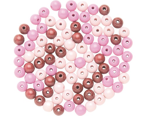 Perles en bois mélange rose 12 mm 28 pièces