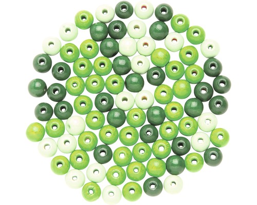 Perles en bois mélange vert 12 mm 28 pièces