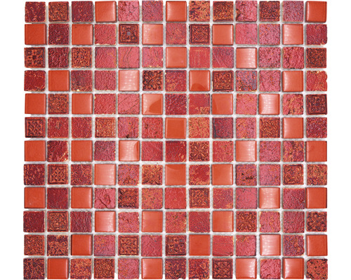 Glasmosaik mit Naturstein XCM CB 92 mix rot 30x32,5 cm