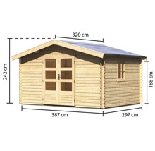 Blockbohlenhaus Karibu Meldorf 5 404 x 320 cm natur