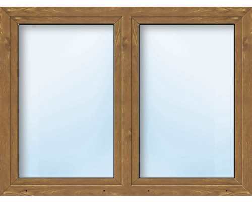 Kunststofffenster 2-flg. mit Stulppfosten ESG ARON Basic weiß/golden oak 1250x1500 mm