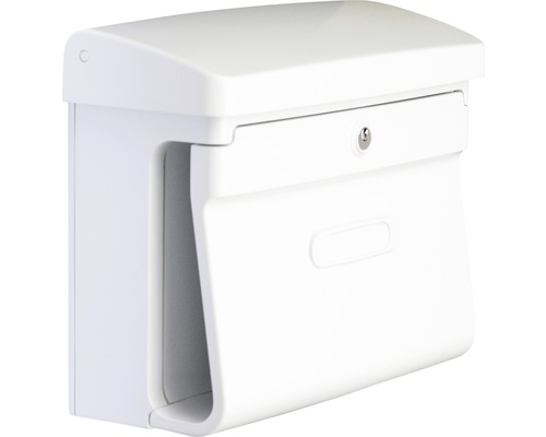 Boîte aux lettres Burg Wächter plastique lxhxp 400/320/155 mm Bremen 885 blanc avec clapet + arrêt d’ouverture