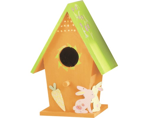 Nichoir décoratif avec motifs de lapins et de carottes