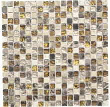 Mosaikfliese mit quadratischen Elementen aus Stein und Glas