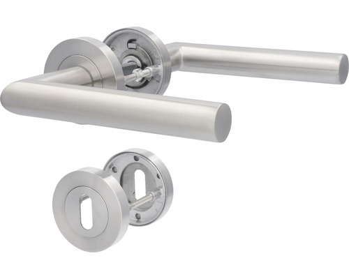 Poignée sur rosace Solid 9 acier inoxydable/satiné BB pour portes intérieures Poignée de porte en acier inoxydable avec rosettes