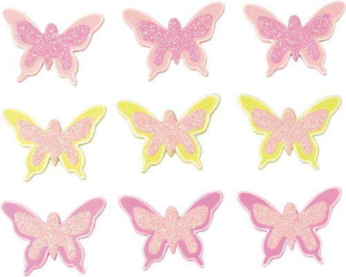 Éléments de décoration papillons rose 9 pièces