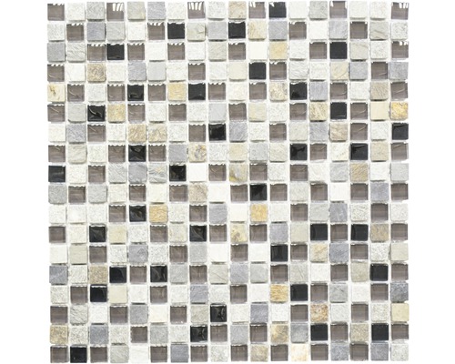 Mosaïque de verre avec pierre naturelle XCMM790 mélange beige-marron 30x30 cm