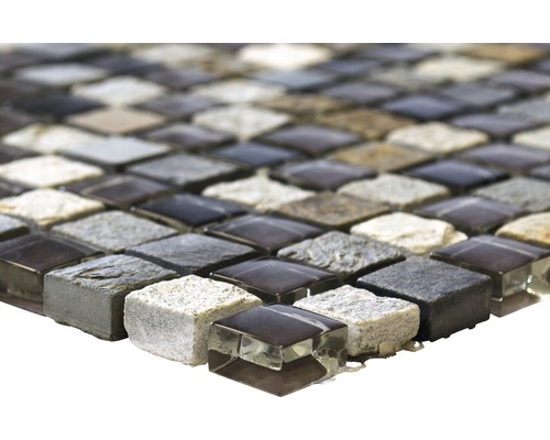 Mosaïque en verre et pierre naturelle