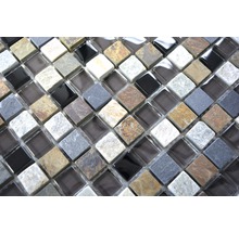Glasmosaik mit Naturstein XCM M980 grau/schwarz 30x30 cm