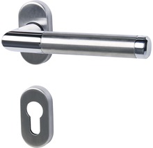 Demi-poignée Cork acier inoxydable/poli/satiné cylindre profilé pour portes d’entrée et d'appartement à droite-thumb-0