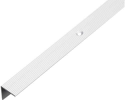 Profilé d'escalier alu argent anodisé 21x21x1,8 mm, 2 m Profil d''arête d''escalier en aluminium avec trous de vis