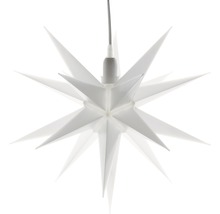 Weißer Papierstern als Hängeleuchte