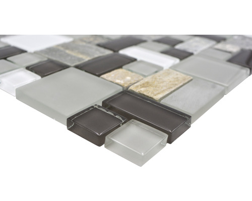 Mosaikfliese aus Glas und Stein