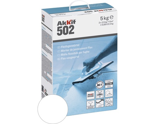 Mortier de jointoiement Flex Akkit 502 blanc 5 kg Akkit 502 Mortier de jointoiement flexible, paquet de 5 kg