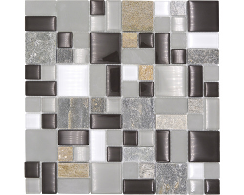 Glass Metal Gray Copper Mosaic Backsplash Tile