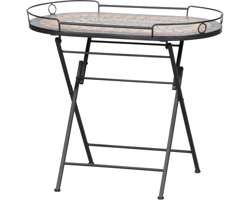 Table de balcon Siena Garden Prato pierre aspect mosaïque 41x67,5x60 cm gris