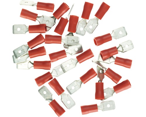 Haupa BLV260422 Flachstecker isoliert 0,25-1,5 mm² rot 25 Stück Mehrere isolierte Kabelschuhe mit Flachsteckern