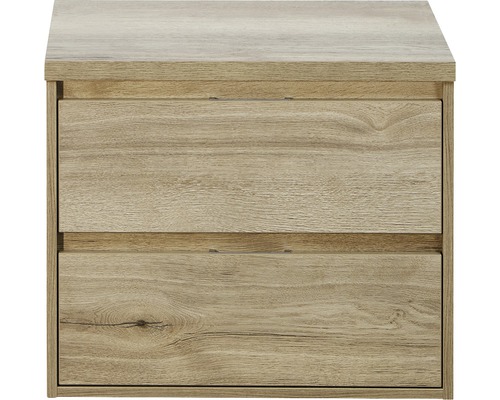 Waschtischunterschrank Porto 70 cm mit Waschtischplatte Eiche natur Waschtischunterschrank mit zwei Schubladen