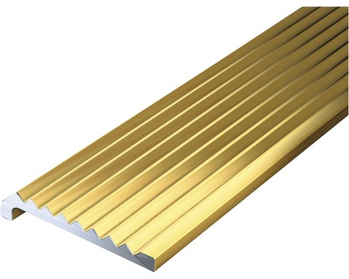 Profilé de finition alu or anodisé 23x6,3x2 mm, 2 m Profil d''arête d''escalier en métal avec surface rainurée