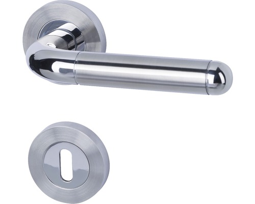 Poignée sur rosace Solid 4 acier inoxydable/poli/satiné BB pour portes intérieures Garniture de poignée de porte en acier inoxydable avec rosette de clé