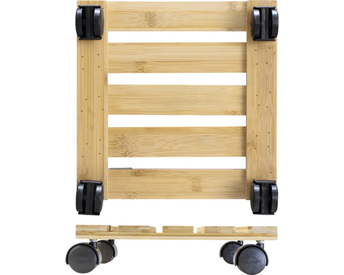Chariot à roulettes en bambou avec quatre roulettes