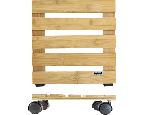 Support à plantes en bambou avec roulettes et logo Wagner
