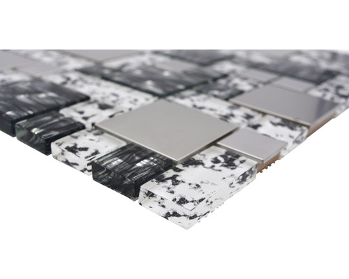 Mosaikfliese aus Glas und Metall