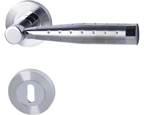 Poignée sur rosace Solid 5 acier inoxydable/poli/satiné BB pour portes intérieures Garniture de poignée de porte avec rosette de clé