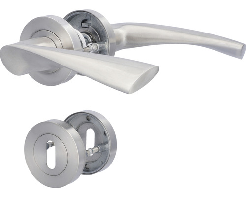 Poignée sur rosace Palma acier inoxydable/satiné BB pour portes intérieures Poignée de porte en acier inoxydable avec rosace et trou de serrure