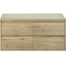 Waschtischunterschrank Porto 120 cm mit Waschtischplatte 4 Schubladen Eiche natur