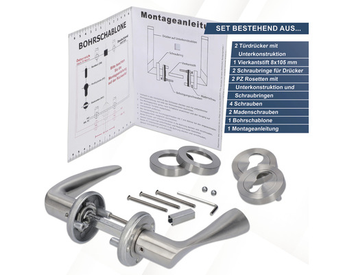 Türdrücker Set mit Montageanleitung und Zubehör