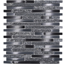 Mosaïque de verre avec pierre naturelle XCMMV798 mélange gris-noir 29.8x33.8 cm-thumb-0