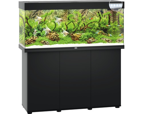 Aquarium avec meuble et poissons