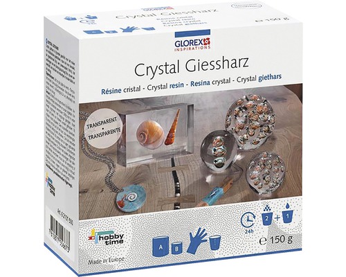 Crystal Gießharz Rapid inkl. Härter 2:1 300 g Glorex Crystal Giessharz Set mit Anwendungsbeispielen