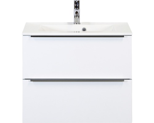 Badmöbel-Set Sanox Pulse BxHxT 70 x 56,5 x 50 cm Frontfarbe weiß hochglanz mit Waschtisch Mineralguss weiß