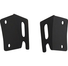 Zwei Winkelverbinder aus Metall mit Befestigungslöchern
