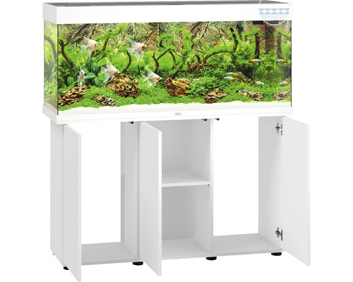Aquarium mit Unterschrank und Fischen
