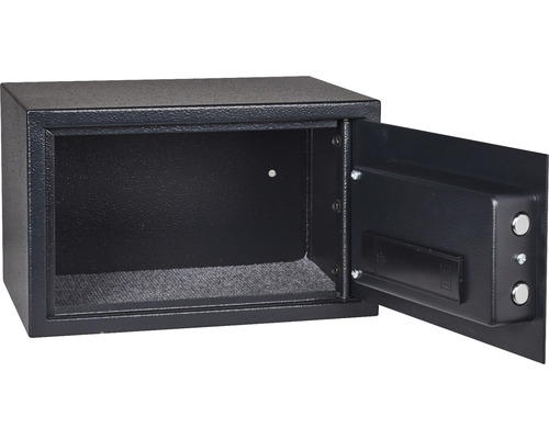 Coffre-fort de meubles ouvert avec revêtement de sol en moquette