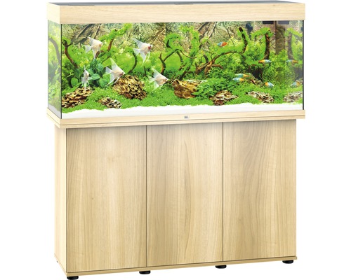 Aquariumkombination JUWEL Rio 240 SBX mit LED-Beleuchtung, Heizer, Filter und Unterschrank helles Holz