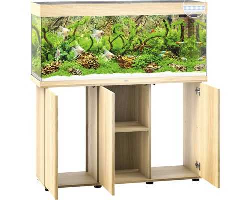 Aquarium avec meuble bas et éclairage intégré