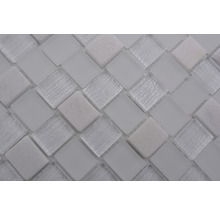 Mosaïque de verre avec pierre naturelle XCMR07 mélange de blanc 27.3x27.3 cm