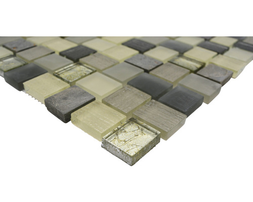 Mosaikfliese aus Glas und Naturstein