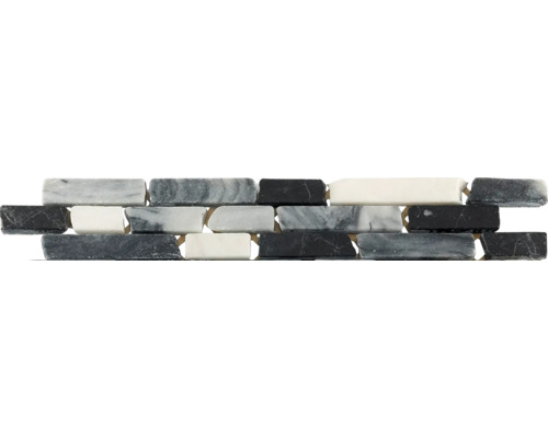 Bordure en marbre CM-57103, anthracite, 30,5 x 4,9 cm Mosaïque en pierre naturelle pour revêtements muraux et de sol